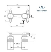 MEDIDAS CUERPO EMPOTRADO LAVABO A PARED IDEAL STANDARD